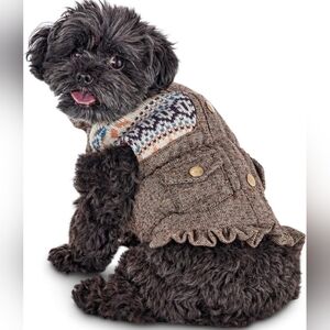 Bond & Co. Puffy Insulated Brown Tweed Dog Vest Jacket Coat Size Small